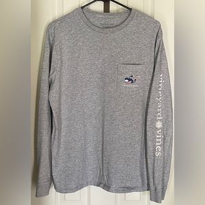 Vineyard Vines Men Grey Winter Whale Long Sleeve T-Shirt